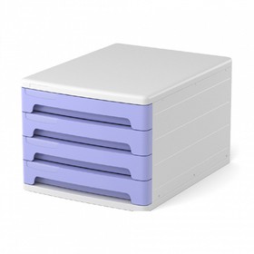 Файл-кабинет 4-секционный пластиковый ErichKrause Pastel, белый с фиолетовыми ящиками