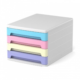 Файл-кабинет 4-секционный пластиковый ErichKrause Pastel, белый с голубыми, розовыми, желтым