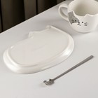 Чайная пара с ложкой «Котик», чашка 200 мл, блюдце 18×11 см - фото 800680480