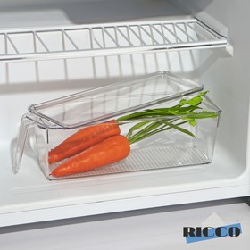 Органайзер для холодильника с крышкой и ручкой 32х10х10 см, цвет прозрачный