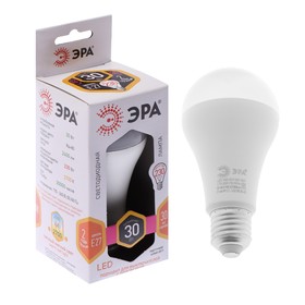 Лампа светодиодная ЭРА STD LED, E27, 30 Вт, 2700 К, 2400 Лм, груша, теплый белый