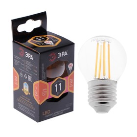Лампа светодиодная ЭРА "Филамент" F-LED, Е27, 11 Вт 2700 К, 930 Лм, шар, теплый белый