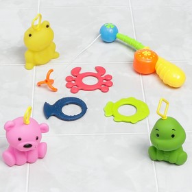 Набор игрушек для игры в ванне «Рыбалка», удочка, 6 игрушек