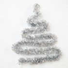 Гирлянда «Мишура» 1 м роса, IP 20, серебристая нить, 22 LED, 8 слоёв, d=3 см, свечение белое, CR2032х2 6031447