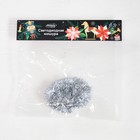 Гирлянда «Мишура» 1 м роса, IP 20, серебристая нить, 22 LED, 8 слоёв, d=3 см, свечение белое, CR2032х2 6031447