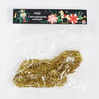 Гирлянда «Мишура» 1 м роса, IP20, золотистая нить, 22 LED, 8 слоёв, d=3 см, свечение тёплое белое, CR2032х2 6031448