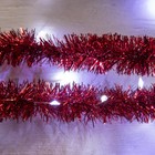 Гирлянда «Мишура» 1 м роса, IP20, красная нить, 22 LED, 8 слоёв, d=3 см, свечение белое, CR2032х2 6031449