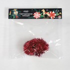 Гирлянда «Мишура» 1 м роса, IP20, красная нить, 22 LED, 8 слоёв, d=3 см, свечение белое, CR2032х2 6031449