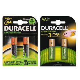 Аккумулятор Duracell, Ni-Mh, AA, HR6-2BL, 1.2В, 1300 мАч, блистер, 2 шт. 849317