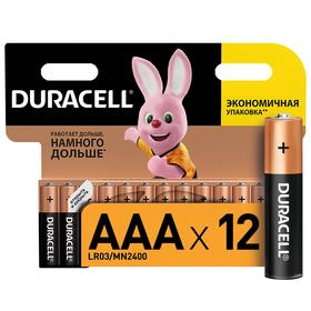 Батарейка алкалиновая Duracell Basic, AAA, LR03-12BL, 1.5В, блистер, 12 шт.