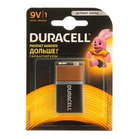 Батарейка алкалиновая Duracell Basic, 6LR61 (6LF22, MN1604)-1BL, 9В, крона, блистер, 1 шт. 849336