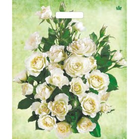 Пакет "Белые розы", полиэтиленовый, с вырубной ручкой, 38 х 45 см, 60 мкм