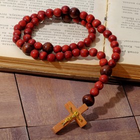 Чётки деревянные "Православные" с крестиком, 50 бусин, цвет красно-коричневый