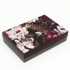 Коробка подарочная, крышка-дно, сборная "Акварельные цветы", 30 х 20 х 7 см