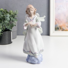 Сувенир керамика "Ангел-девушка с птицей в руках" цветной 23,5х7,5х9 см
