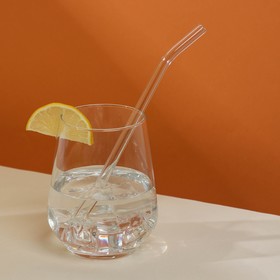 Набор стеклянных трубочек для коктейля 20 см, 6 шт, прозрачная