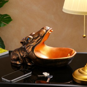Подставка для мелочей "Бегемот", бронзовый цвет, золотистый, 39х20х21.5 см