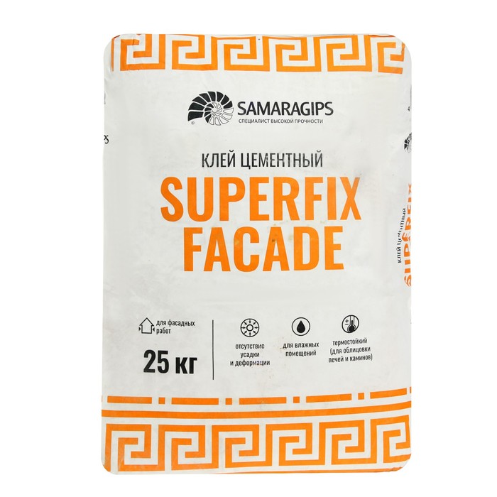 Клей цементный SAMARAGIPS SUPERFIX FACADE, 25 кг