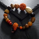 Браслет-чётки "Буддийский" рудракша и персик, цветной - фото 6838387