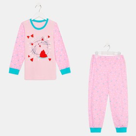 Пижама для девочки К2225-7163, цвет розовый/горох, рост 104 см (56)