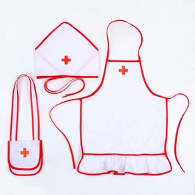 Фартук медсестры с косынкой и сумкой, 110-122 см, 4-6 лет