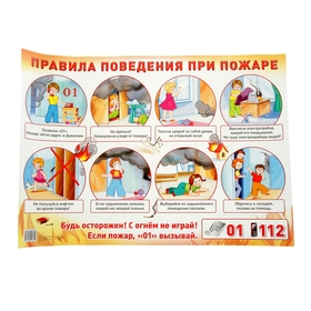 Плакат "Правила поведения при пожаре" А2