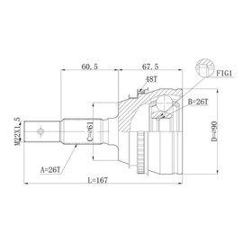 Шрус привода DOUBLE FORCE, с ABS DFCV906 7658842