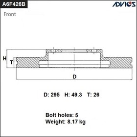 Диск тормозной пер. ADVICS (F) TOYOTA AVENSIS T250 (03-08) 7658886