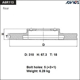 Диск тормозной зад. ADVICS(R)LEXUS GS S190(05-12),TOYOTA MARK X X120(03-09),X130(09-) 7658900
