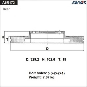 Диск тормозной зад. ADVICS (R) TOYOTA LAND CRUISER J100 (98-07), LEXUS LX470 J100 (98-07) 7658903