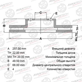 Диск тормозной AVANTECH(FR)Primera P11E,BLUEBIRD SYLPHY,SUNNY,WINGROAD/AD,EXPERT(VW11) 7659002