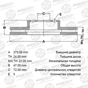 Диск тормозной AVANTECH (FR) Mazda6 GG,GY (02-07) . PREMACY 07.01.2001 - 7659020