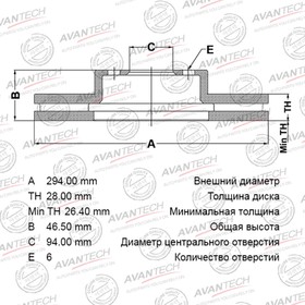 Диск тормозной AVANTECH (FR) L200 KB4T KA,KB# 7659025