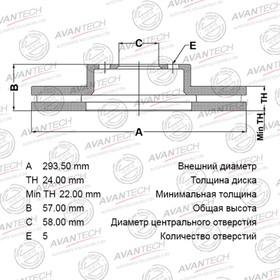 Диск тормозной AVANTECH(перфорированный)(FR/LH)SUBARU FORESTER,RESTYLE,SUBARU IMPREZA BRZ 7659054