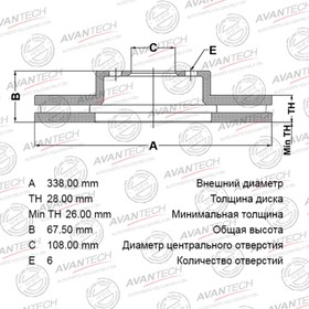 Диск тормозной AVANTECH(перфорированный)(FR/RH)4RUNNER(GRN21);LAND CRUISER PRADO(GRJ12) 7659055