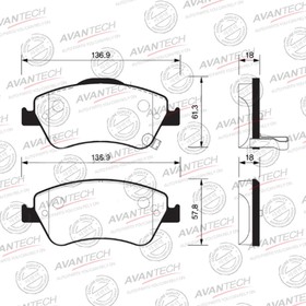 Колодки тормозные дисковые Avantech (противоскрипная пластина в компл.) AV818 7659416