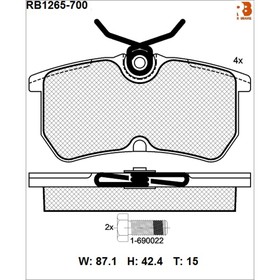 Дисковые тормозные колодки R BRAKE RB1265-700 7659606