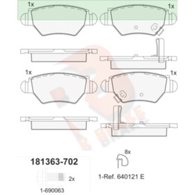 Дисковые тормозные колодки R BRAKE RB1363-702 7659622