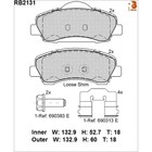 Дисковые тормозные колодки R BRAKE (противоскрипная пластина в компл.) RB2131 7659801 - фото 108066