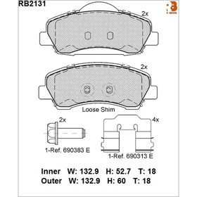 Дисковые тормозные колодки R BRAKE (противоскрипная пластина в компл.) RB2131 7659801