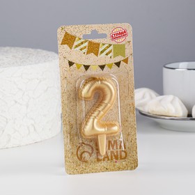 Свеча в торт "Шары", цифра 2, золотой металлик, 7,8 см - фото 10370341