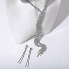 Набор 2 предмета: серьги, колье "Лёд" дорожка, колос, цвет белый в серебре - фото 6839792