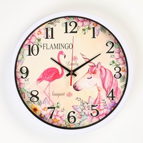 Часы настенные, серия: Классика, "Фламинго", дискретный ход, d=30 см, АА