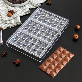 Форма для шоколада «Акапулько», 3 ячейки, 27,5×17,5×2,5 см, ячейка 15,3×7,5×0,8 см