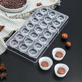 Форма для шоколада «Тоффи. Круг», 21 ячейка, 27,5×17,5×2,5 см, ячейка 2,5×1,5 см