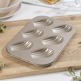 Форма для выпечки с антипригарным покрытием Голд , 26,5x18,5x1,5 см, 6 ячеек