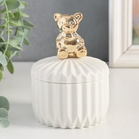 Шкатулка керамика ′Золотой медвежонок′ белый рельеф 11,5х8,2х8,2 см в Донецке