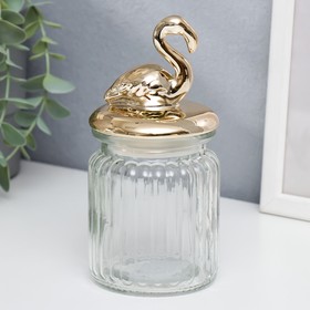 Шкатулка стекло, керамика "Золотой фламинго" 14,5х8х8 см
