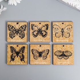 Набор бирок "Карточки с бабочками" 4х4 см (6 шт)