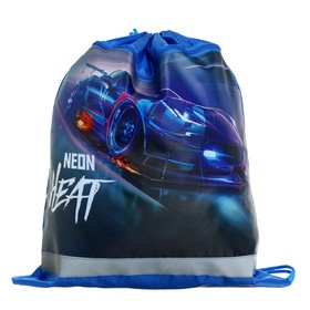 Мешок для обуви с карманом 420 х 340 мм, со светоотражающей полосой, "Neon car"